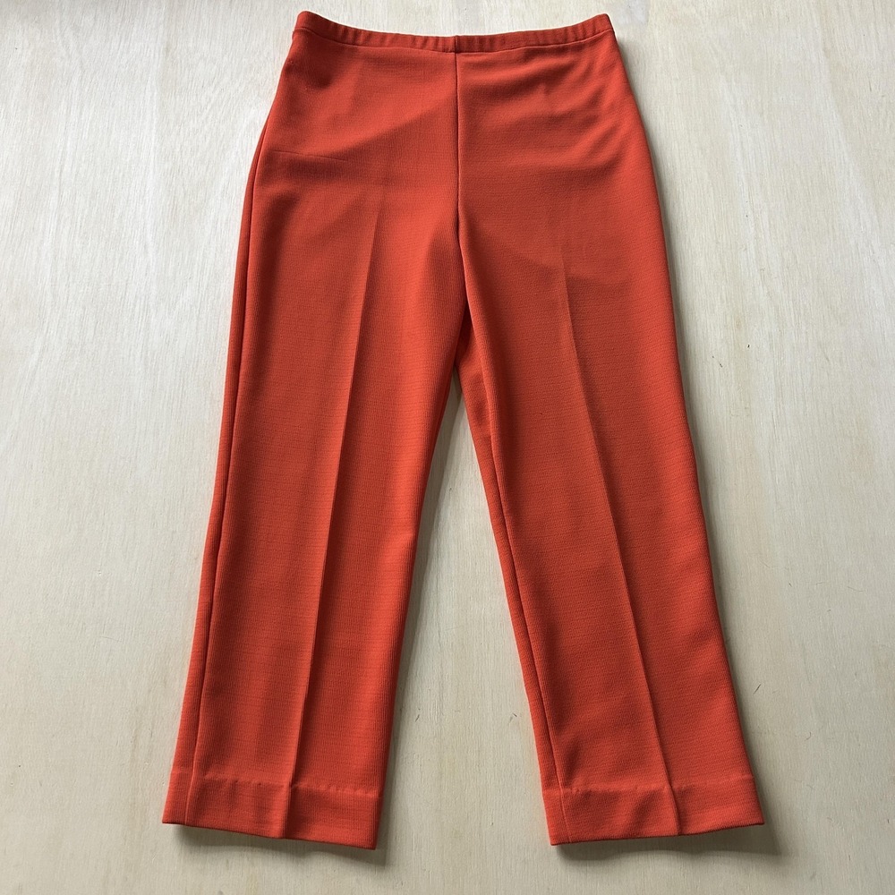 Vintage Knit Pants Womens Medium Orange Cropped Union Made Elastic USA Casual
